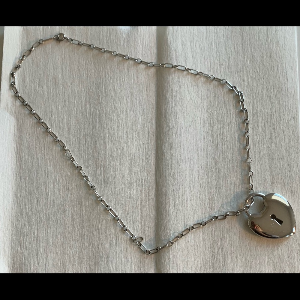 Tiffany and Co. Large Heart Lock Necklace 16” silver 925 and bracelet